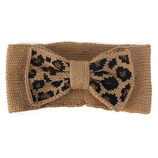 KNIT LEOPARD BOW HEADBAND Bella Chic