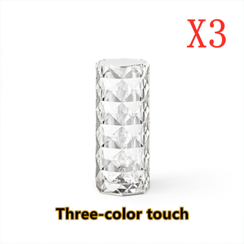 Nordic Crystal Lamp USB Table Lamps Bedroom Touch Dimming Atmosphere Diamond Night Light Rose Projector Lamp Decor cj