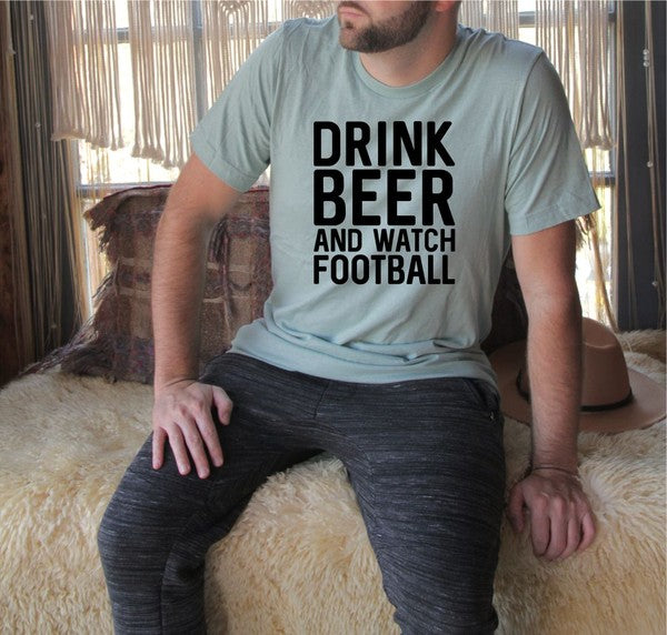 Drink Beer and Watch Football Mens Tee Ocean and 7th