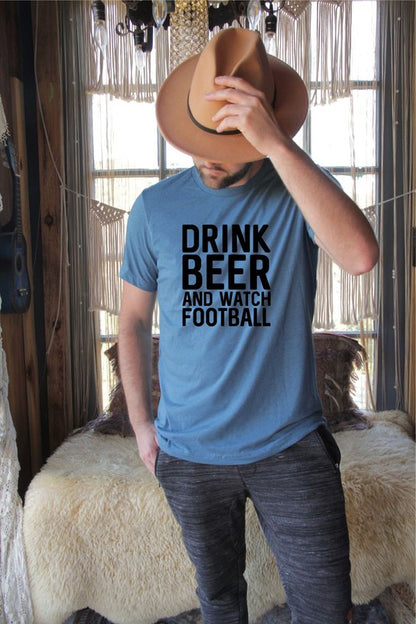 Drink Beer and Watch Football Mens Tee Ocean and 7th