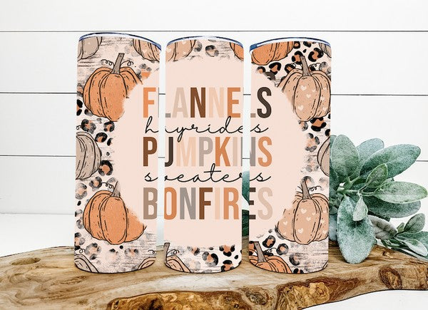 Flannels Hayrides Bonfires Tumbler Southern Chic Wholesale