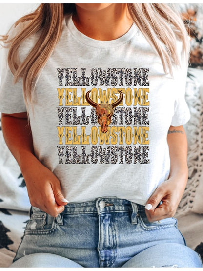 Yellowstone Stacked Leopard  Boutique Style Tee Ocean and 7th