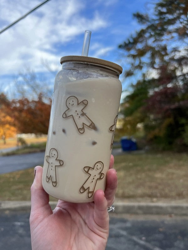 Gingerbread Glass Can Cup