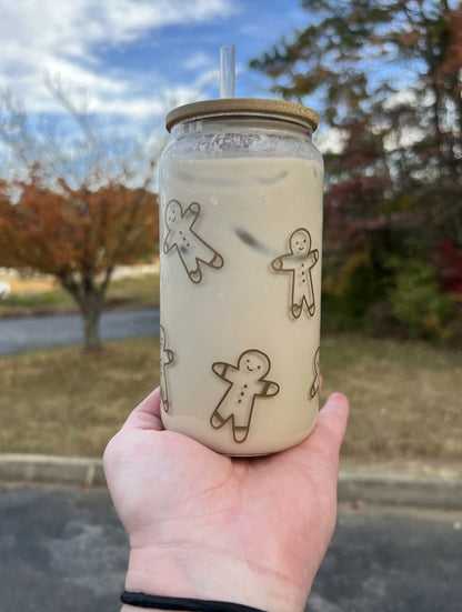 Gingerbread Glass Can Cup