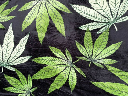 Marijuana Leaf Plush Flannel Blanket King Size