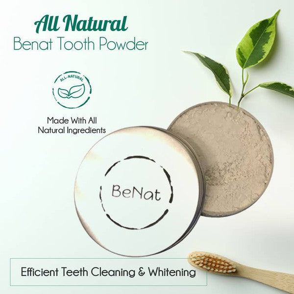 All-Natural Tooth Powder. Reusable Case. BeNat