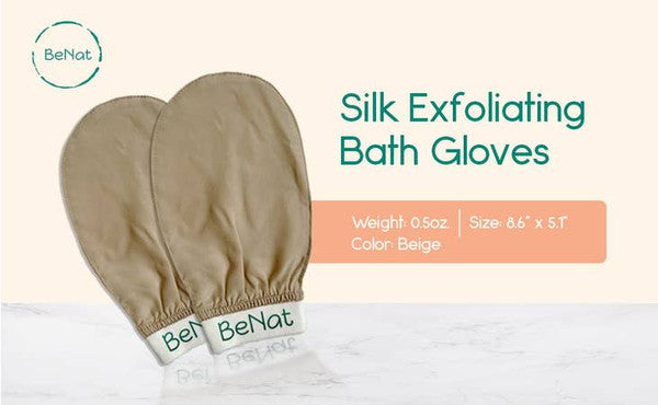 Silk Exfoliating Bath Gloves -Raw Silk BeNat