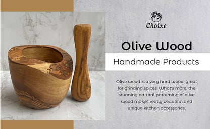 Olive Wood Rustic Mortar and Pestle Choixe