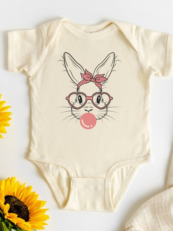 Bunny with Bubble Gum Baby Onesie Ocean and 7th