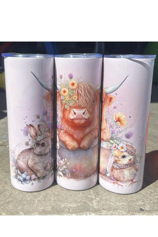 Spring Highland Cow Tumbler Southern Chic Wholesale