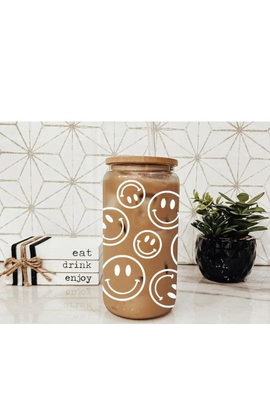 Smiley Face Glass Can Southern Chic Wholesale