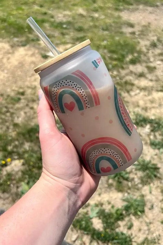 Boho Rainbow Glass Can