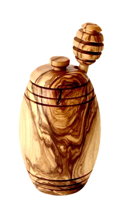 Olive Wood Honey Pot w/Honey Dipper Choixe