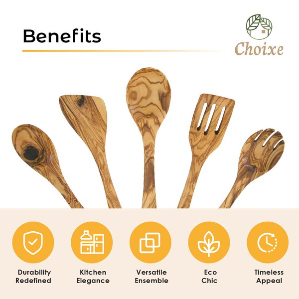 Olive Wood Kitchen Servers Set -5 pcs Choixe