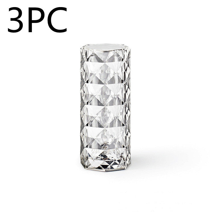 Nordic Crystal Lamp USB Table Lamps Bedroom Touch Dimming Atmosphere Diamond Night Light Rose Projector Lamp Decor cj