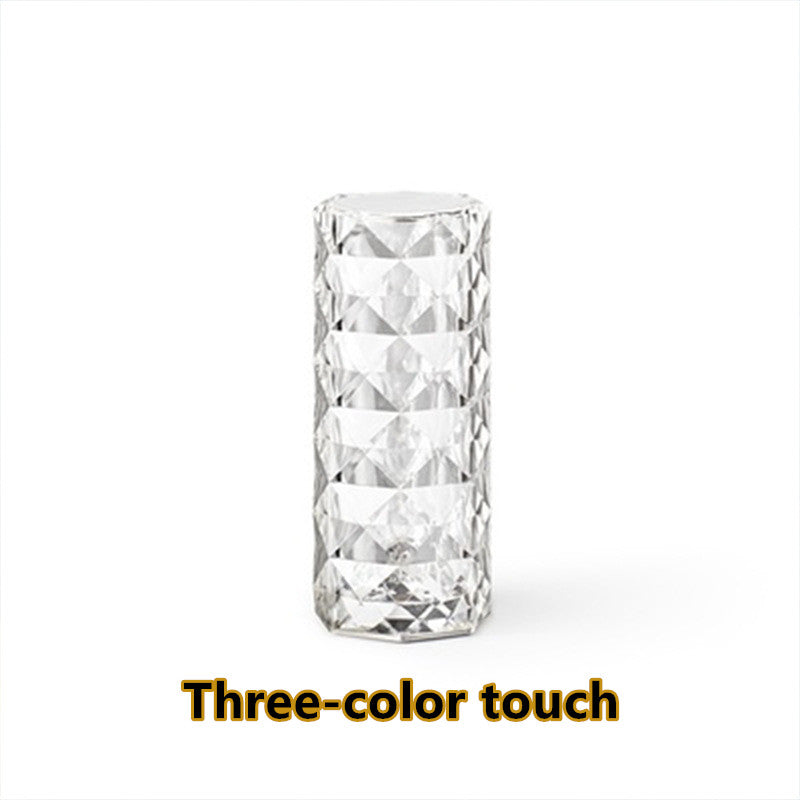 Nordic Crystal Lamp USB Table Lamps Bedroom Touch Dimming Atmosphere Diamond Night Light Rose Projector Lamp Decor cj