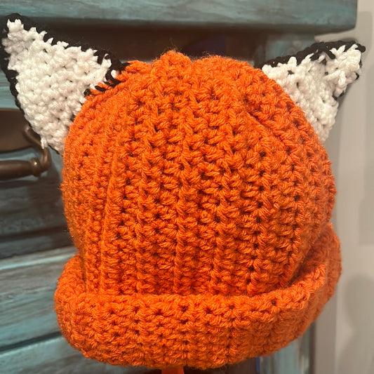 Fox 🦊 crochet hat one size fits all BLACK BROOM BOUTIQUE