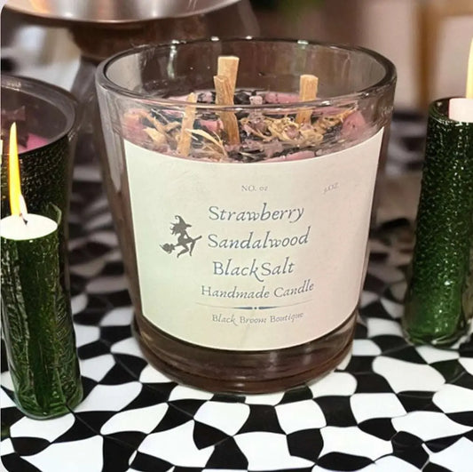 Strawberry Sandalwood Black Salt Candle 3. oz