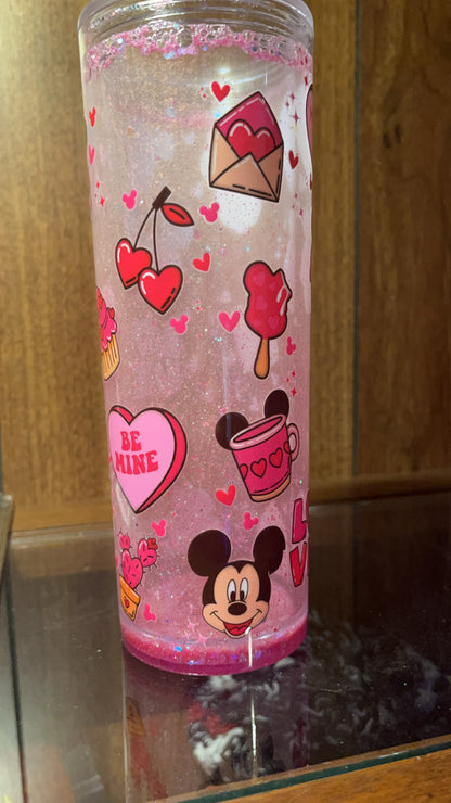 Micky and Mini Mouse Valentines 16oz Snowglobe Tumbler