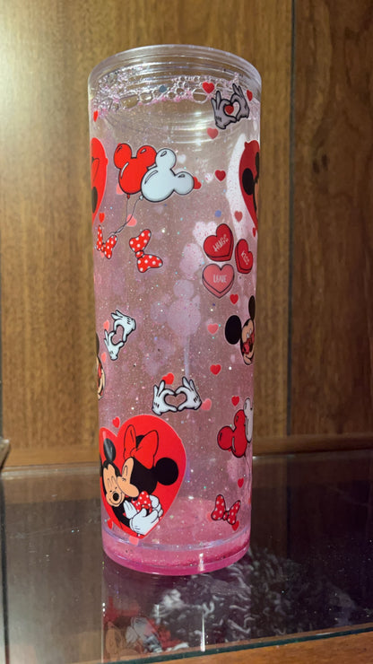 Micky and Mini Mouse Valentines 16oz Snowglobe Tumbler