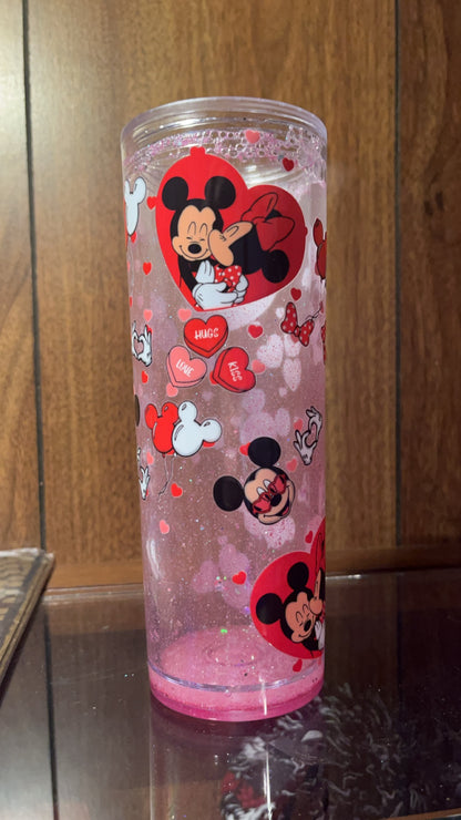 Micky and Mini Mouse Valentines 16oz Snowglobe Tumbler