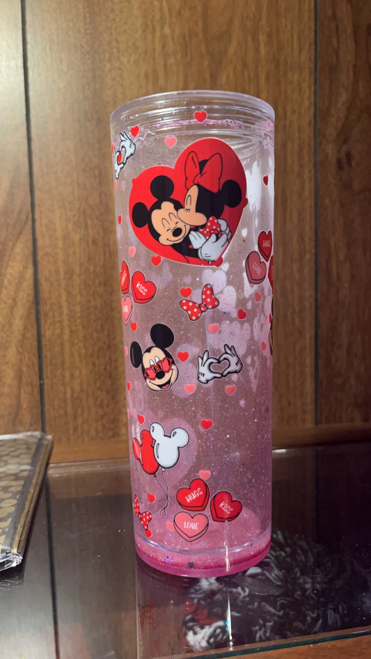 Micky and Mini Mouse Valentines 16oz Snowglobe Tumbler