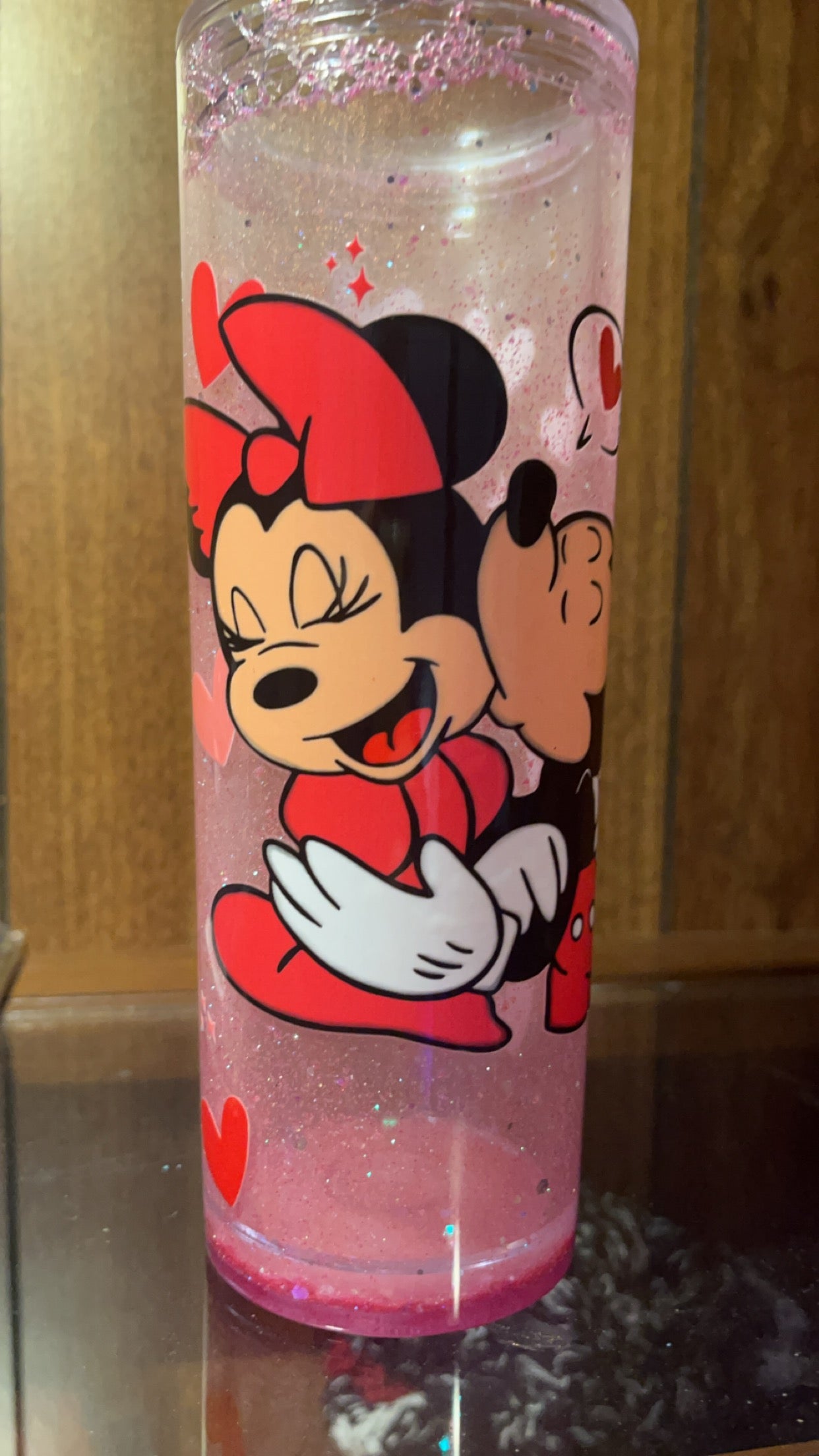 Micky and Mini Mouse Valentines 16oz Snowglobe Tumbler