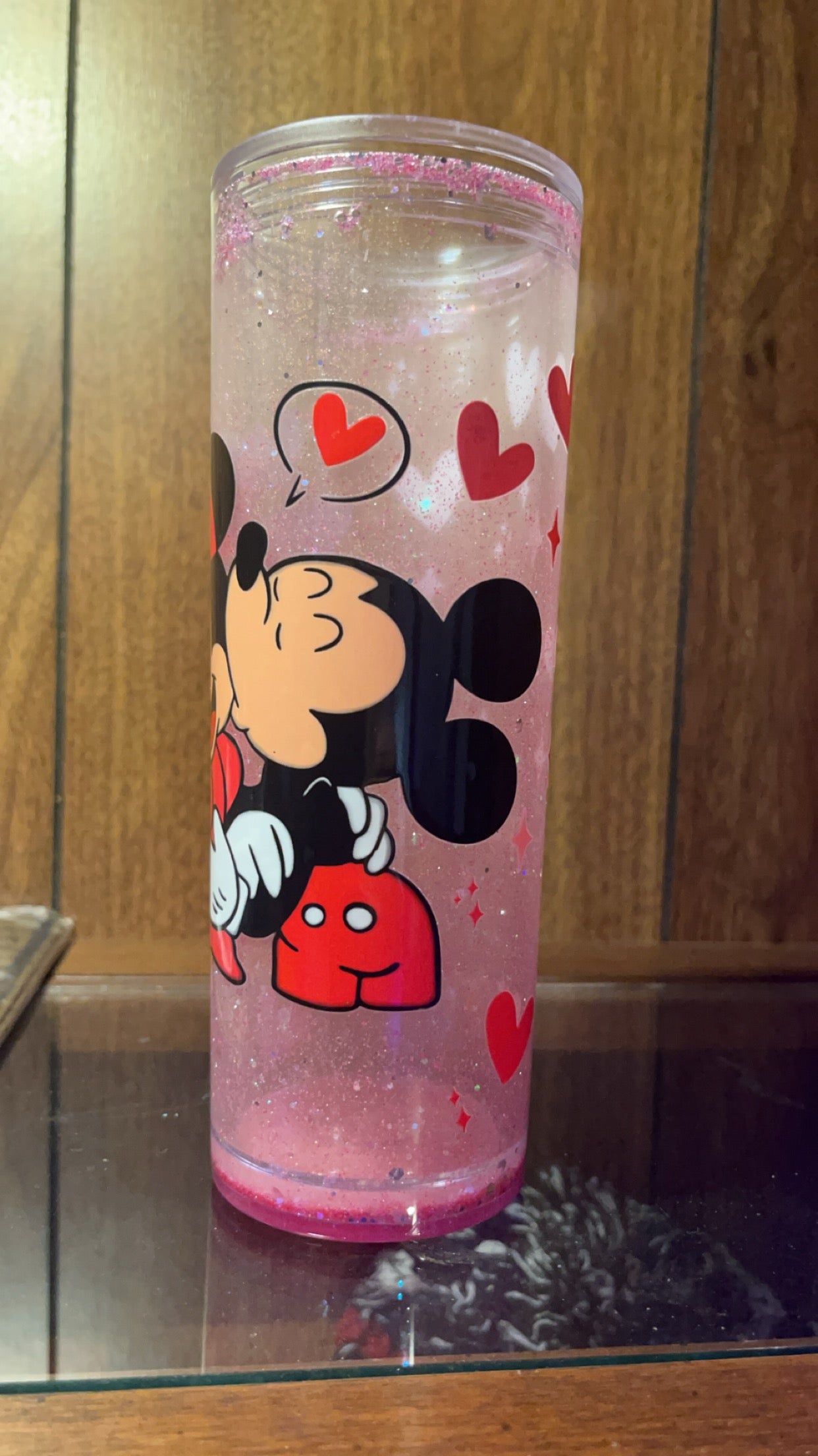 Micky and Mini Mouse Valentines 16oz Snowglobe Tumbler