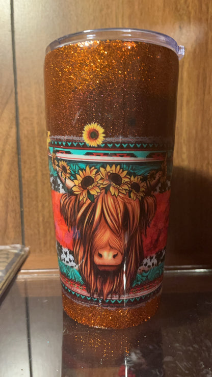 Summer Highland Cow Tumbler 20oz