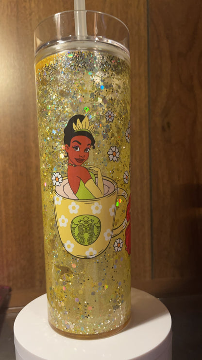 Princess Tiana and Princess Ariel 16 oz Snowglobe Cup