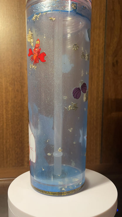 Little Mirmade- 16oz Snowglobe tumbler with custom lid