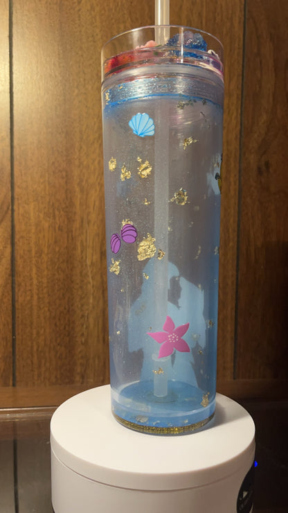 Little Mirmade- 16oz Snowglobe tumbler with custom lid