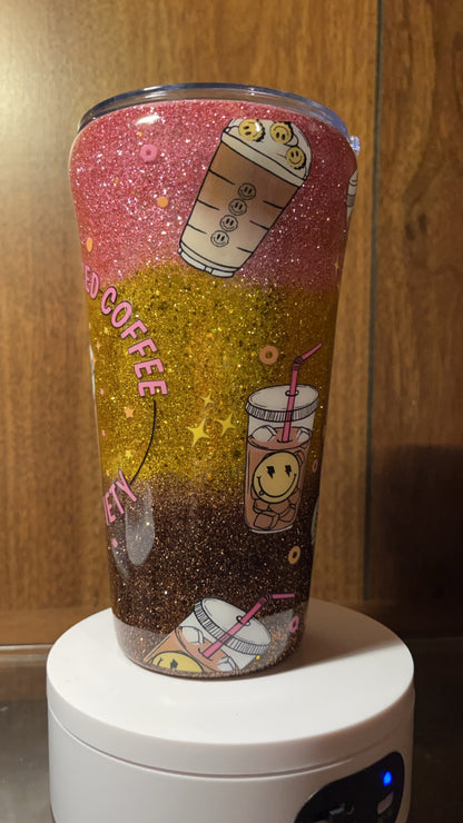 Fueled by iced coffee and anxiety-  16oz handmade Tumbler