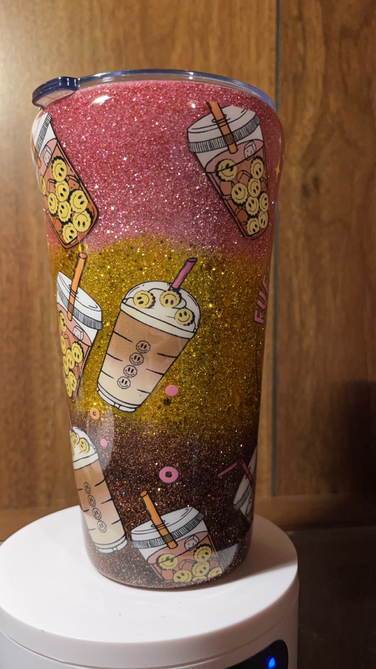 Fueled by iced coffee and anxiety-  16oz handmade Tumbler