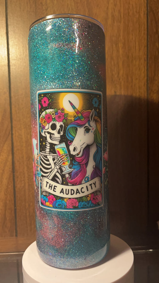 The audacity tarot, unicorn card -  30oz skinny Tumbler