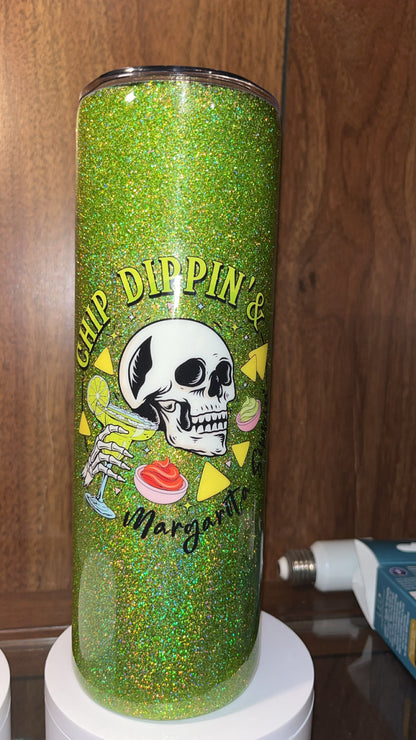 Chip Dippin and margarita sipping, -  30oz skinny Tumbler