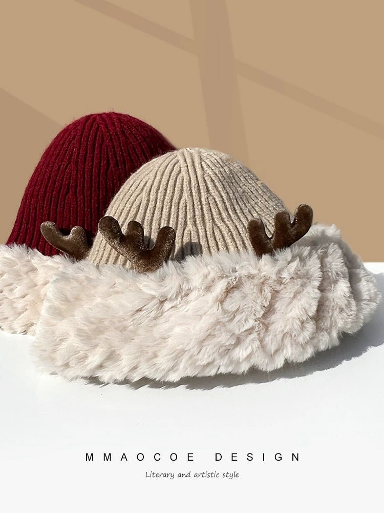 Cute Wool Hat Women's Elk Horn New Year Ins Christmas Tmall