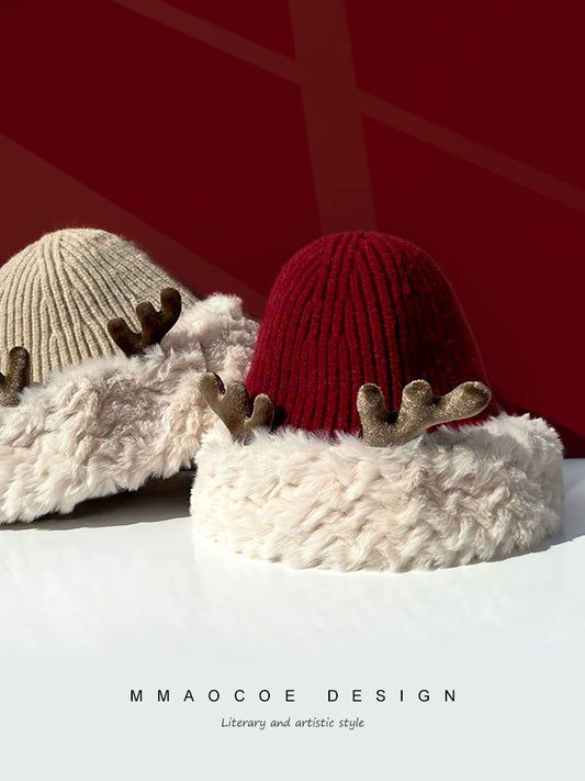 Cute Wool Hat Women's Elk Horn New Year Ins Christmas Tmall