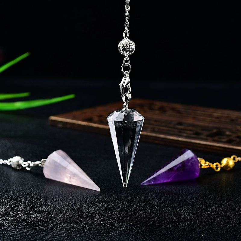 Natural Purple White Crystal Spirit Pendulum Pendant Hypnosis Tool Meditation Necklace Pendant Fashion Tmall