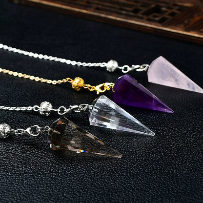 Natural Purple White Crystal Spirit Pendulum Pendant Hypnosis Tool Meditation Necklace Pendant Fashion Tmall