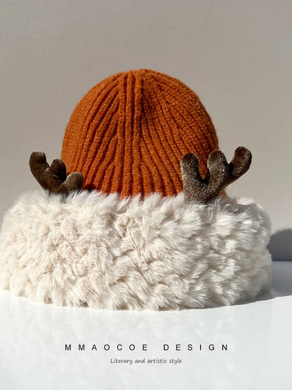 Cute Wool Hat Women's Elk Horn New Year Ins Christmas Tmall