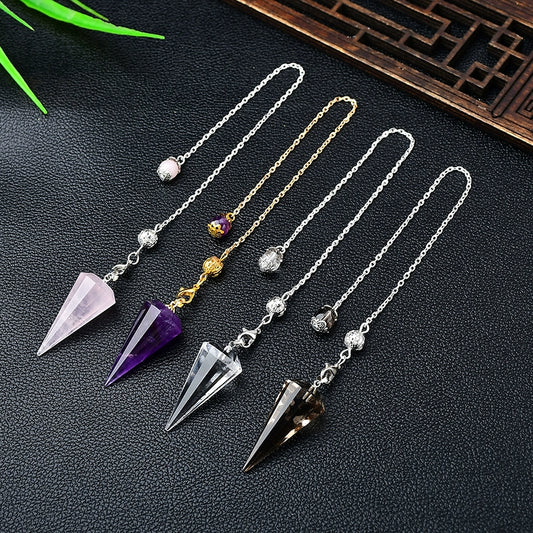 Natural Purple White Crystal Spirit Pendulum Pendant Hypnosis Tool Meditation Necklace Pendant Fashion Tmall