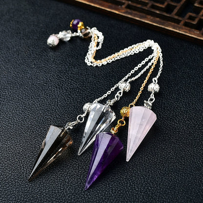 Natural Purple White Crystal Spirit Pendulum Pendant Hypnosis Tool Meditation Necklace Pendant Fashion Tmall