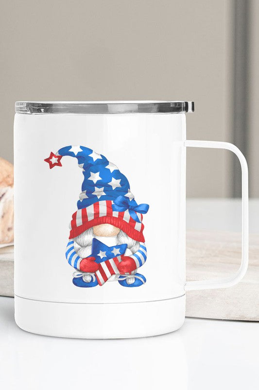 Patriotic Blue Gnome Star Travel Mug