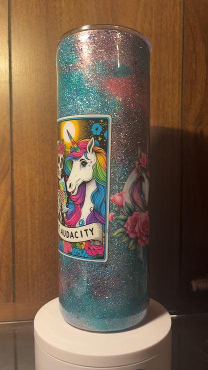 The audacity tarot, unicorn card -  30oz skinny Tumbler