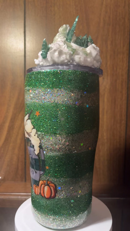 Harry Potter Slytherin with custom topper- 20oz handmade Tumbler