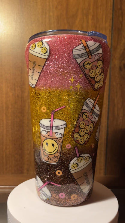 Fueled by iced coffee and anxiety-  16oz handmade Tumbler