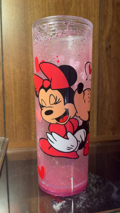 Micky and Mini Mouse Valentines 16oz Snowglobe Tumbler