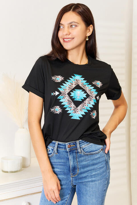 Simply Love Graphic Short Sleeve T-Shirt - BLACK BROOM BOUTIQUE